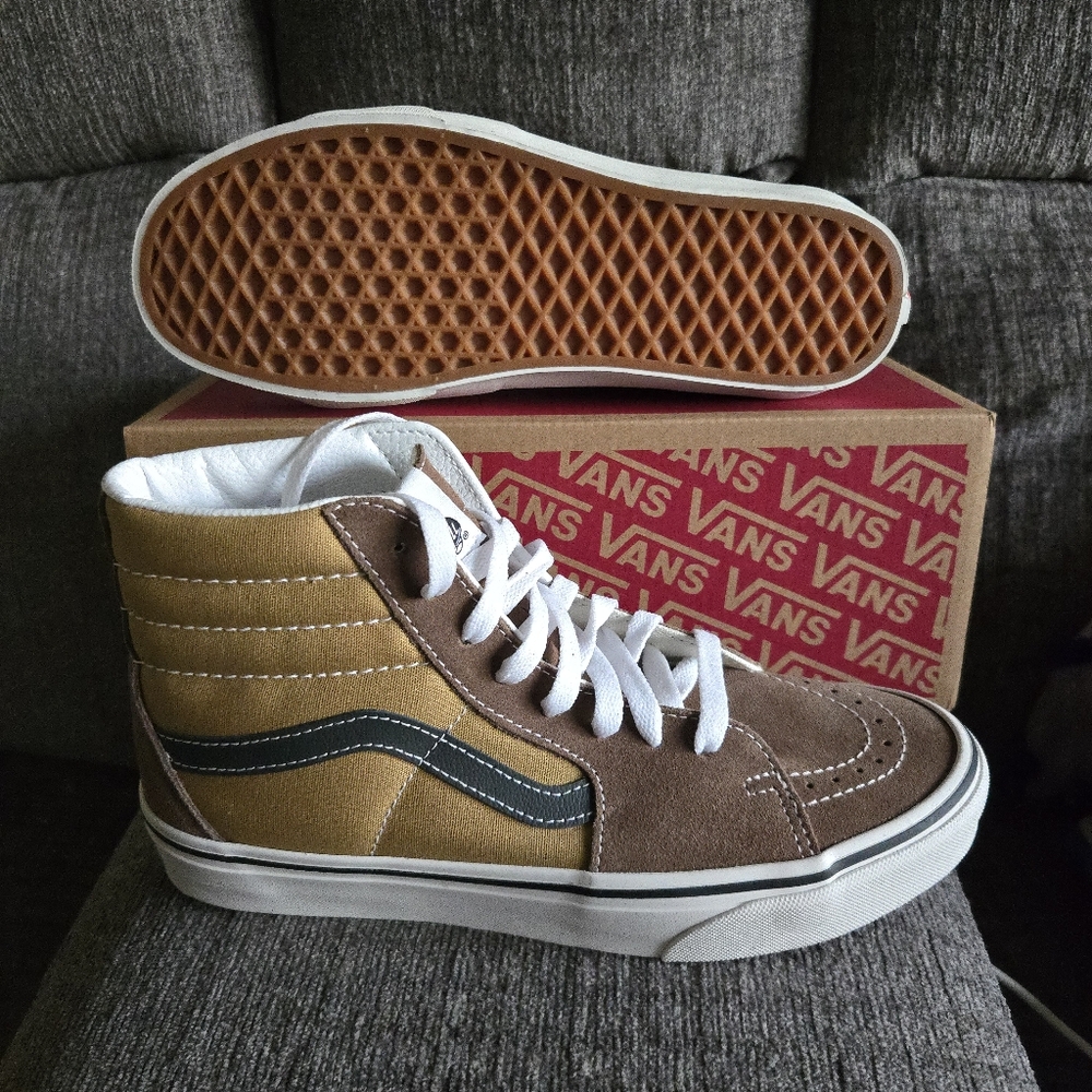 Vans Sk8 Hi Women Size 9  Suede Pop Brown Canvas 122025 - Picture 2 of 7
